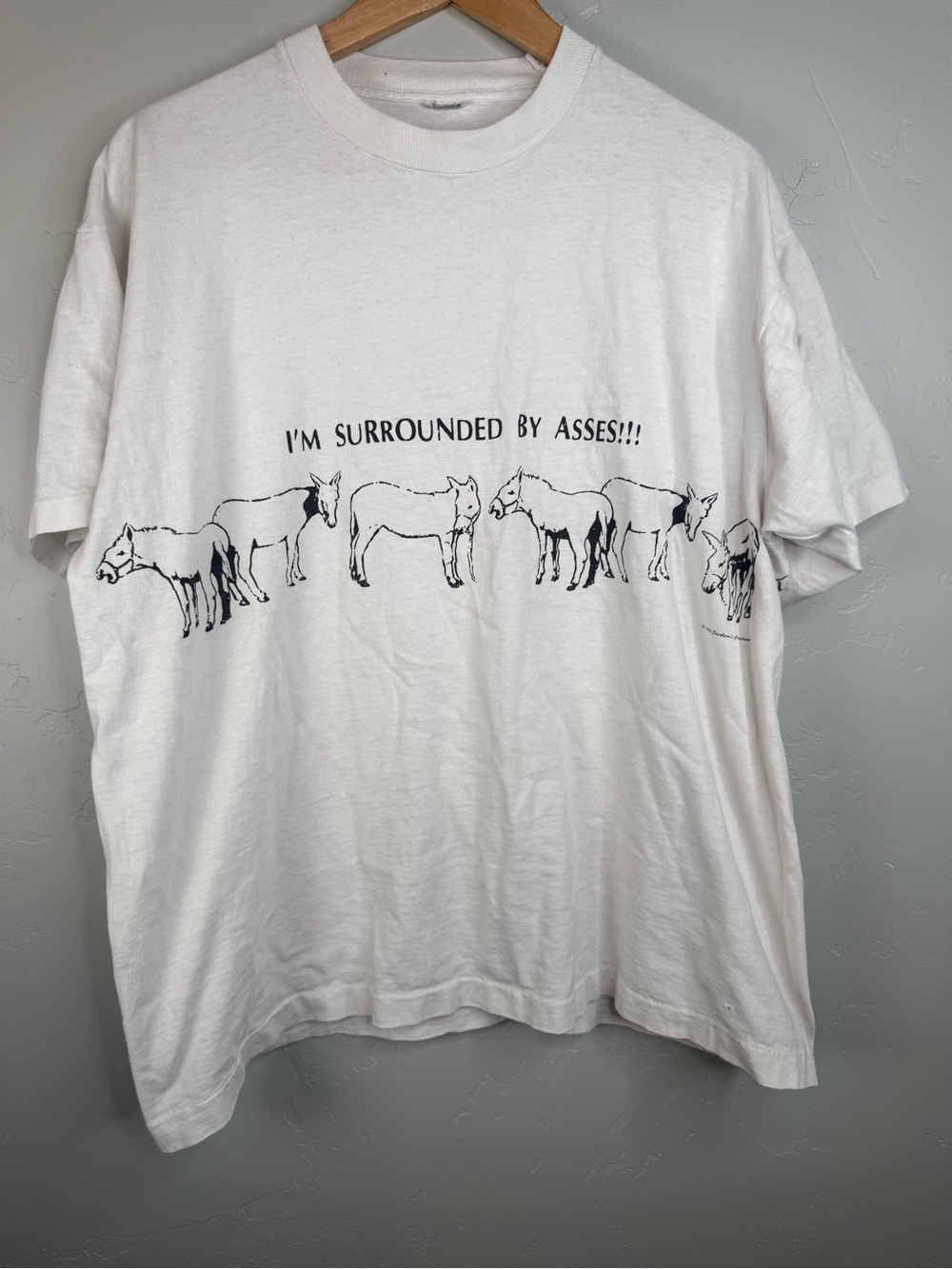 Vintage 90s Single Stitch Tee Donkey Art Funny T-Shirt XL